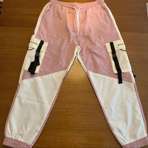 NWOT pink and white cargo pants